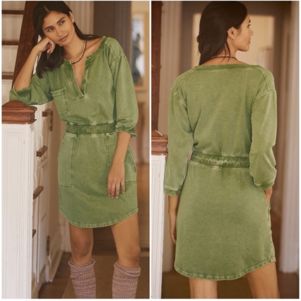 Anthtropologie Daily Practice Longsleeve Utility French Terry Mini Dress